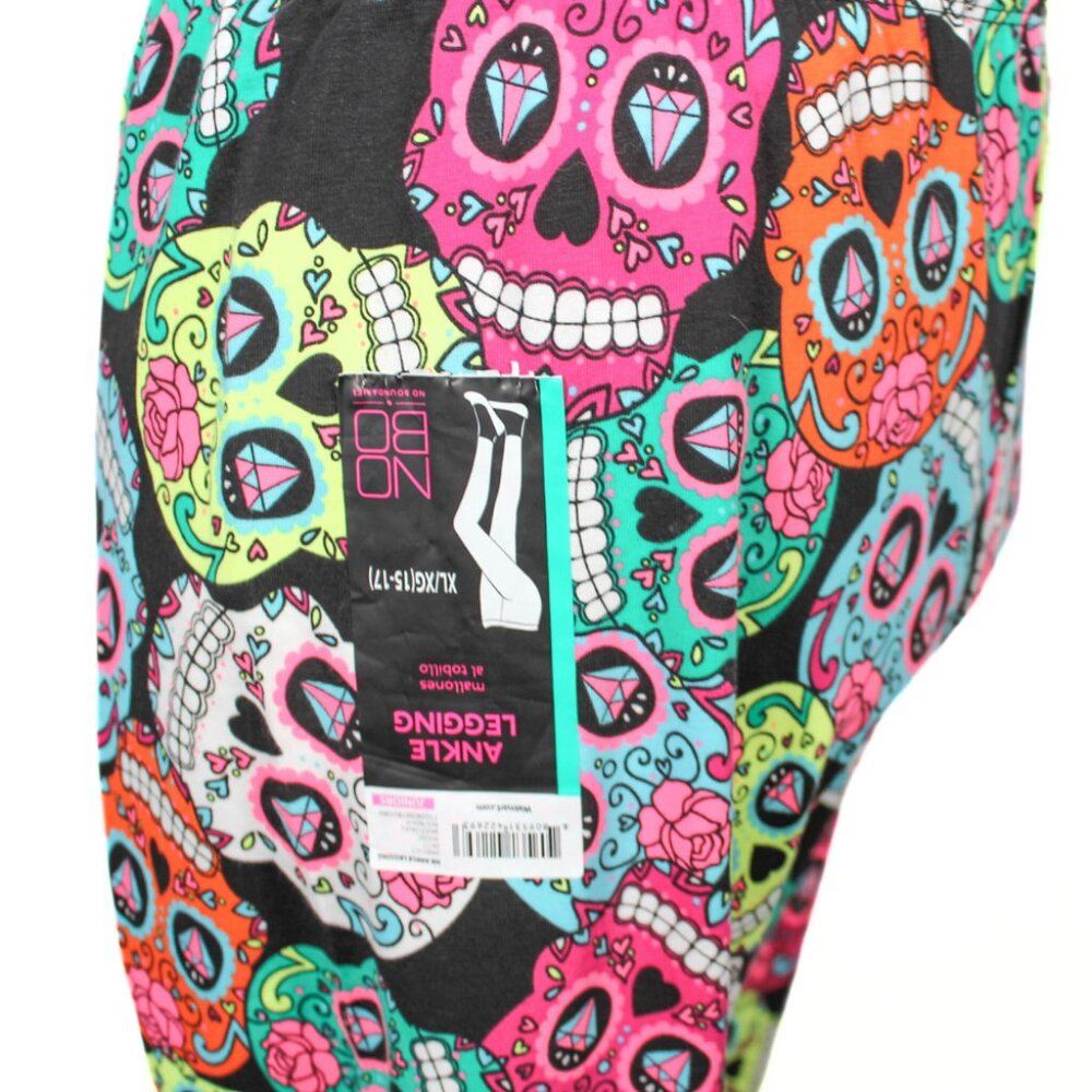 NWT No Boundaries Sugar Skull Print Leggings – Bold & Colorful, Juniors XL - Picture 6 of 7